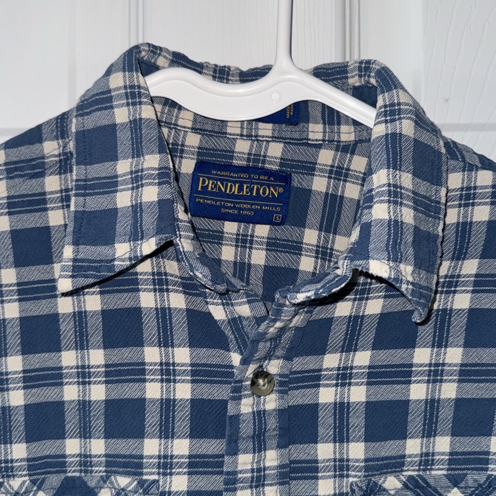Pendleton Blue Wool Clark Button Up Flannel Shirt… - image 2